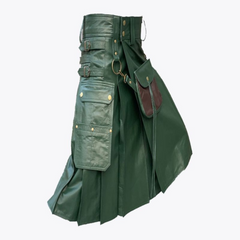 Green Leather Kilt For Men