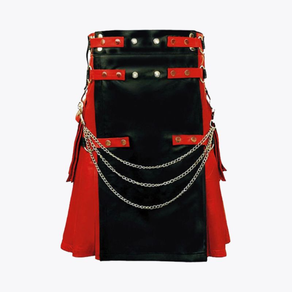 Black & Red Gothic Hybrid Kilt For Men