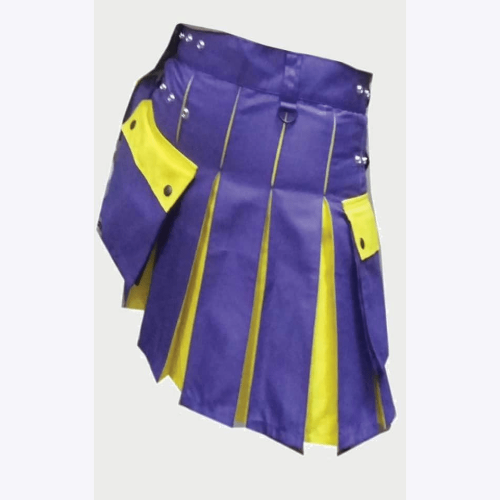 Modern Two Tone Kilt Blue and Yellow - Kilt Kingdom
