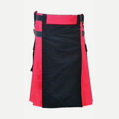 Black and Red Double Tone Kilt With Leather Straps