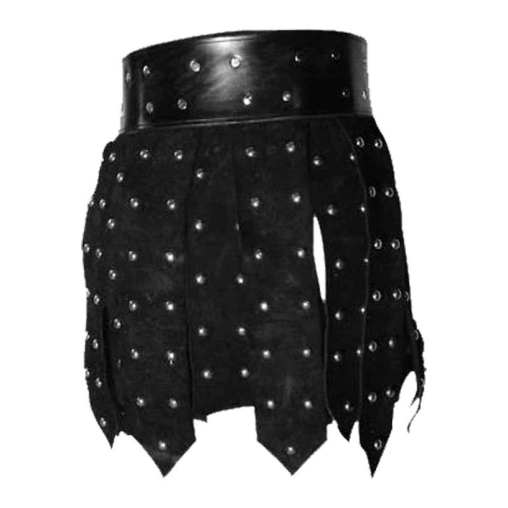 Strapped Studded Leather Kilt - Kilt Kingdom