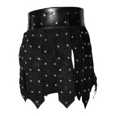 Strapped Studded Leather Kilt