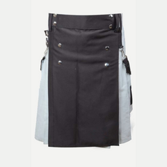 Scottish Black And Gray Cotton Kilt