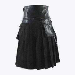 Black Gladiator Viking Leather Kilt For Men