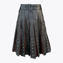 Black & Brown Modern Leather Kilt For Men