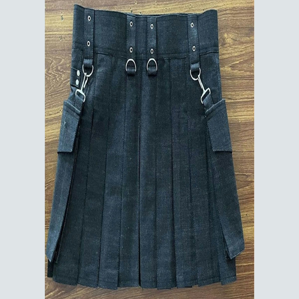 New Black Denim kilt