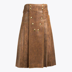 Brown Fashion Leather Kilt For Men