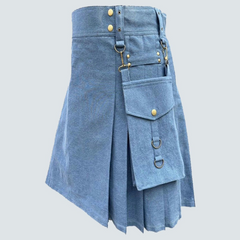 Indigo Denim Kilt For Men