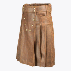 Brown Fashion Leather Kilt For Men