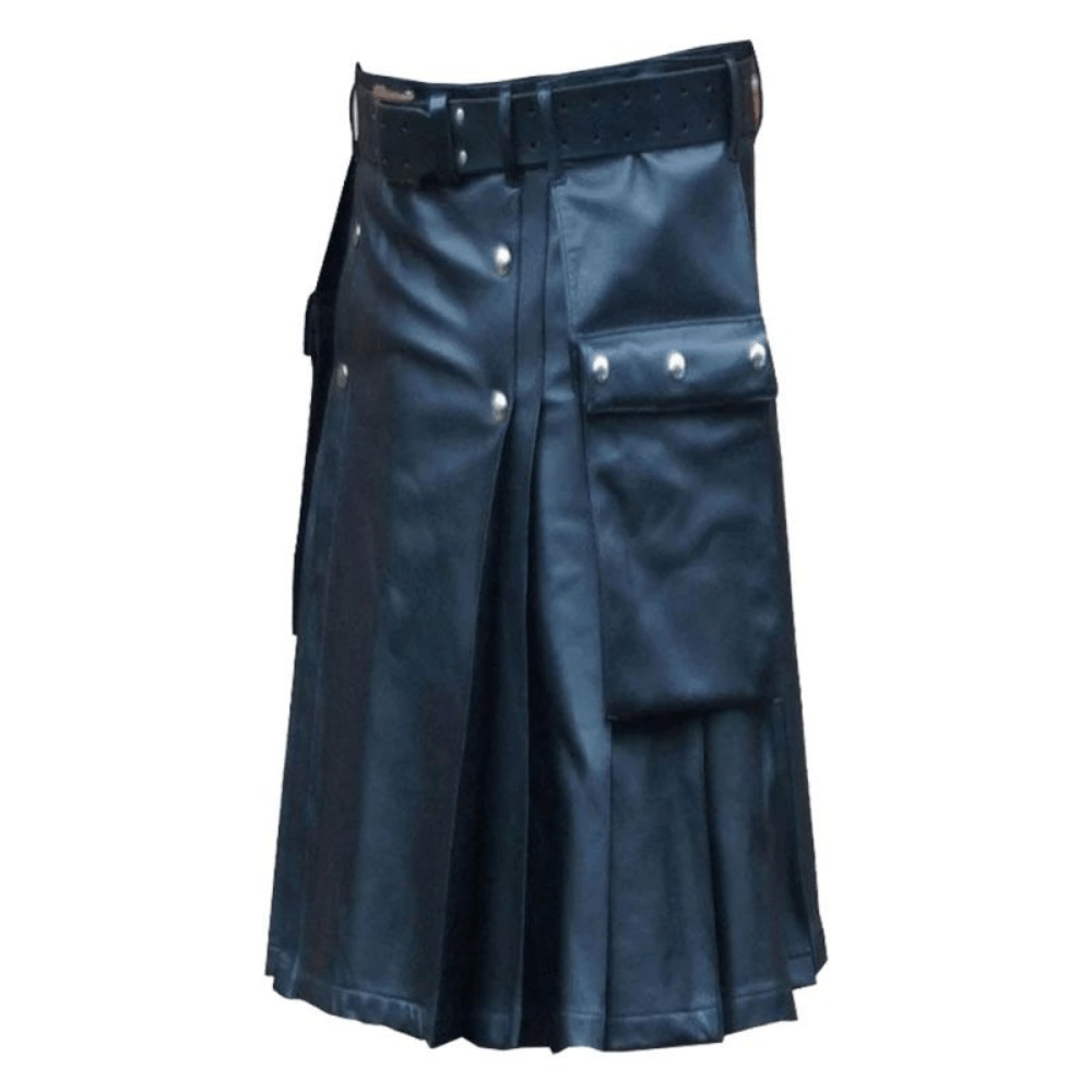 Gentleman Blue Leather Kilt - Kilt Kingdom