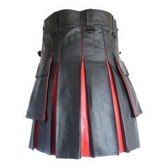 Black And Red Leather Hybrid Kilt