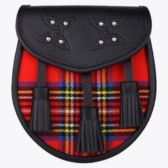 Genuine Leather with Royal Stewart Tartan Sporran