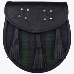 Genuine Leather with Black Watch Tartan Sporran