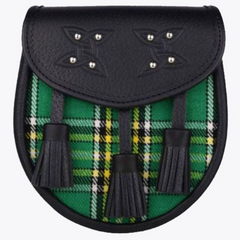 Genuine Leather with Irish National Green Tartan Sporran