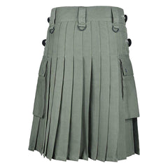 olive green cotton utility kilt