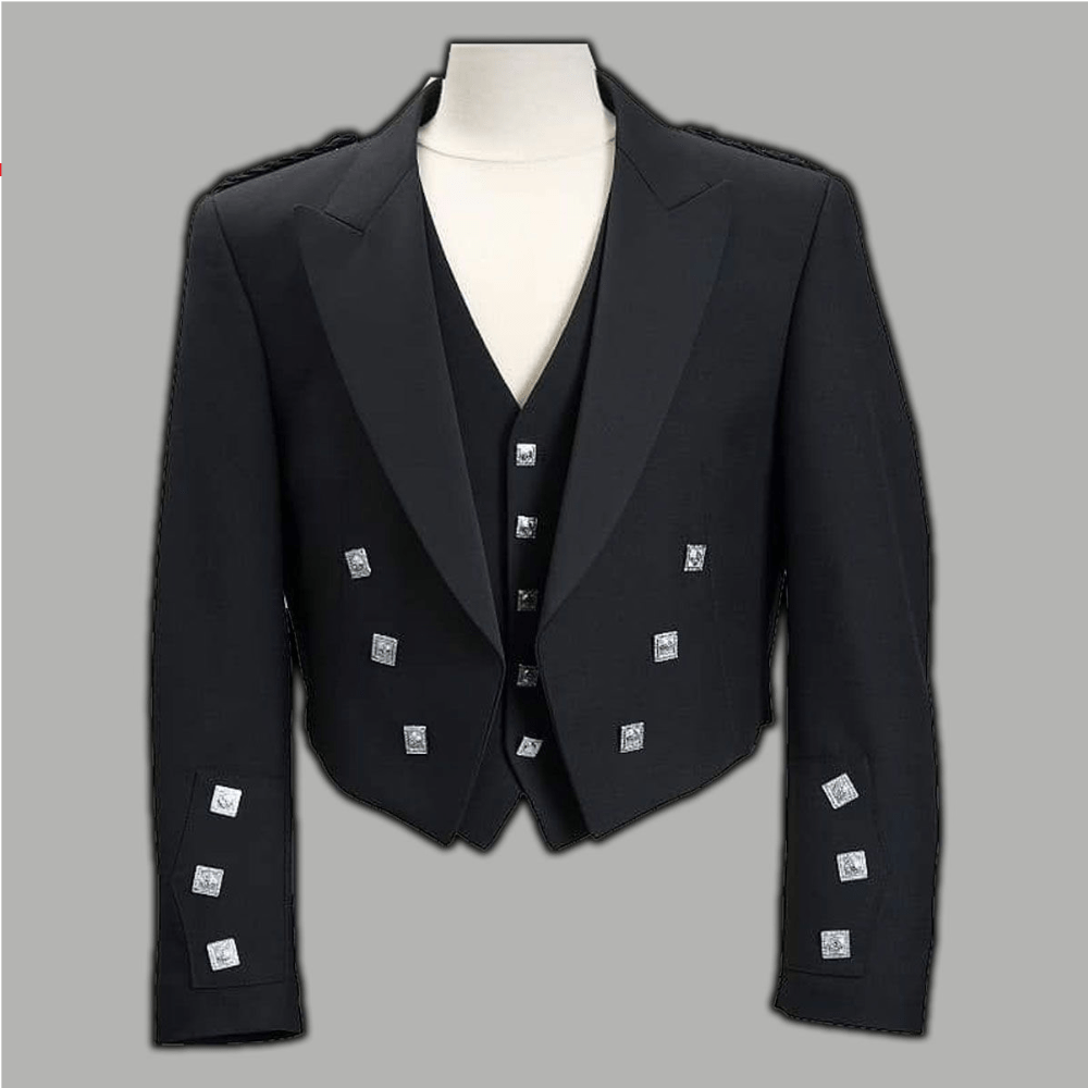 Prince Charlie Black Wool Modern Set - Kilt Kingdom