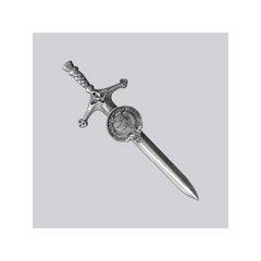 Chromed Sword Kilt Pin with Celtic Shield Design