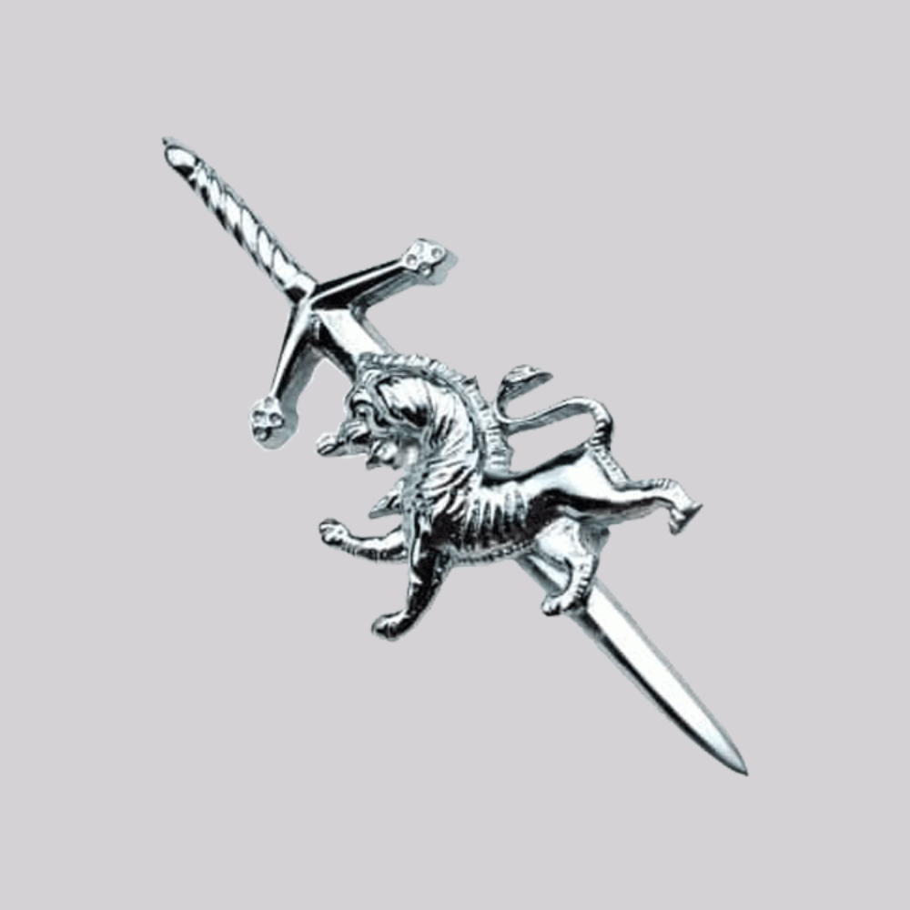 Highland Scottish Rampant Lion Kilt Pin Chrome Finish - Kilt Kingdom