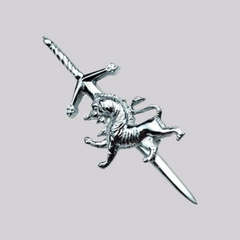 Highland Scottish Rampant Lion Kilt Pin Chrome Finish