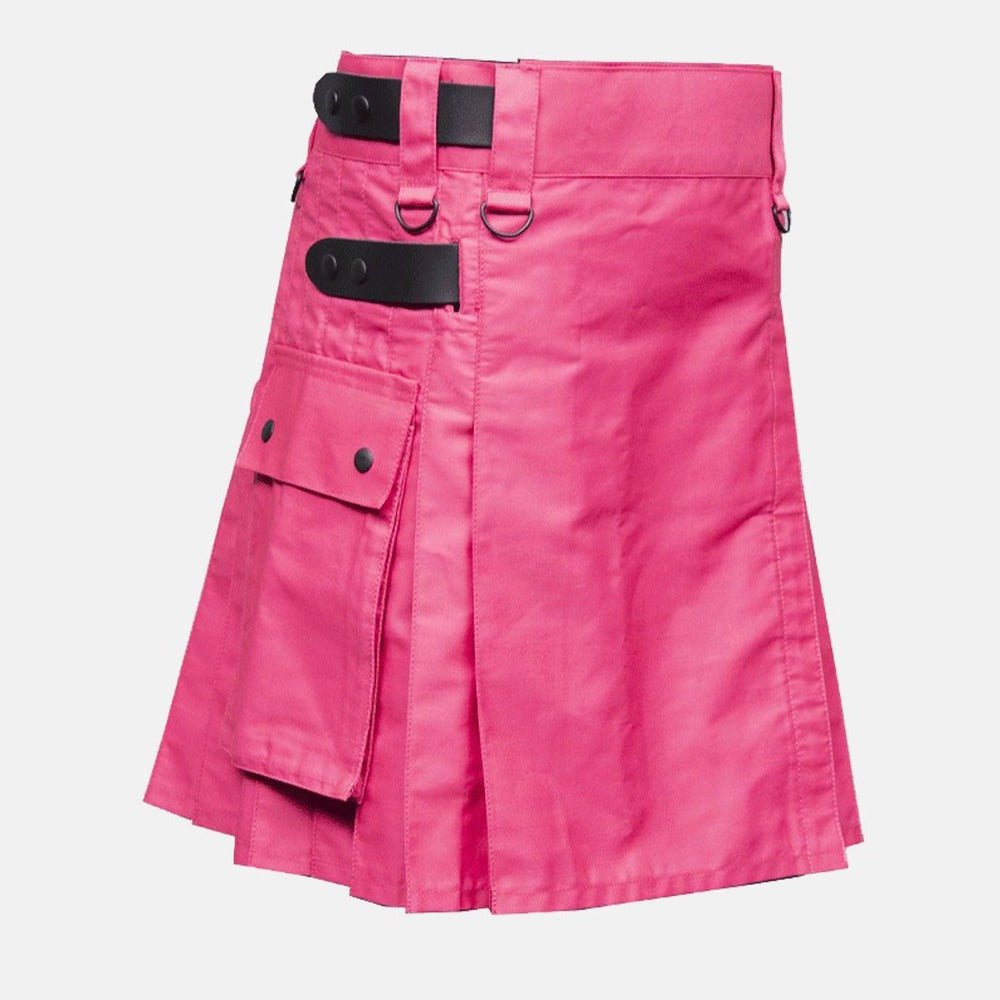 Women Pink Color Utility Kilt - Kilt Kingdom