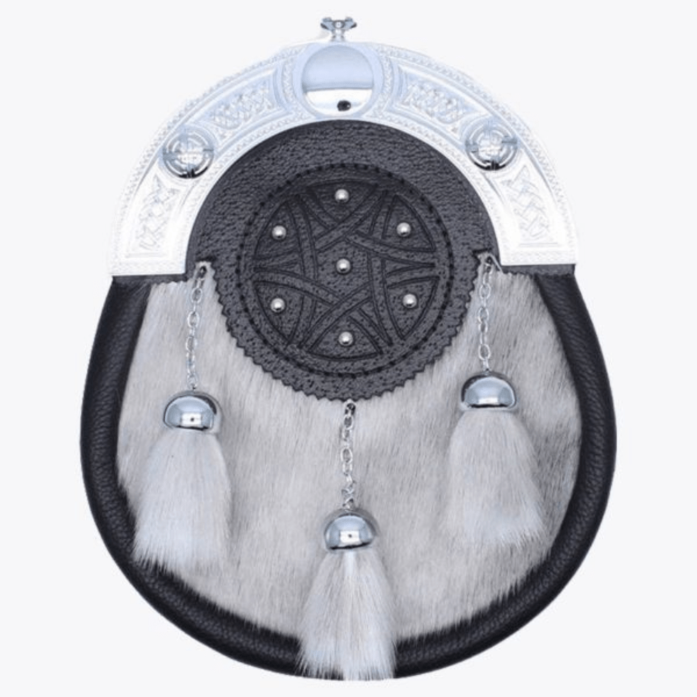 Full Dress Sporran Light Grey Sealskin With Free Chain Belt - Kilt Kingdom