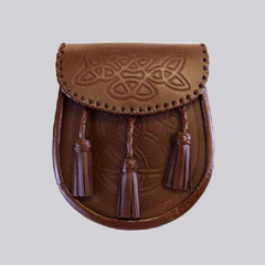 Celtic Embossed Brown Leather Sporran