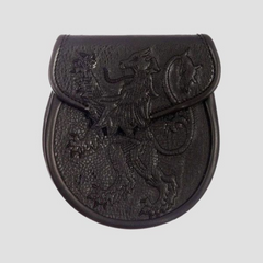 Lion Embossed Black Leather Sporran