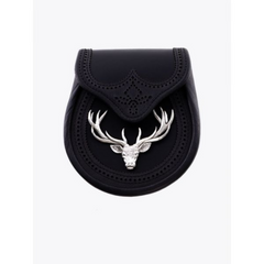 Stag Semi Dress Black Leather Sporran