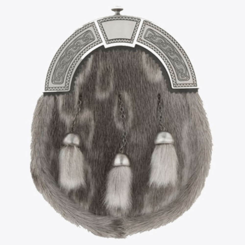 Sealskin Sporran with Antique Celtic Knot Design Cantle - Kilt Kingdom